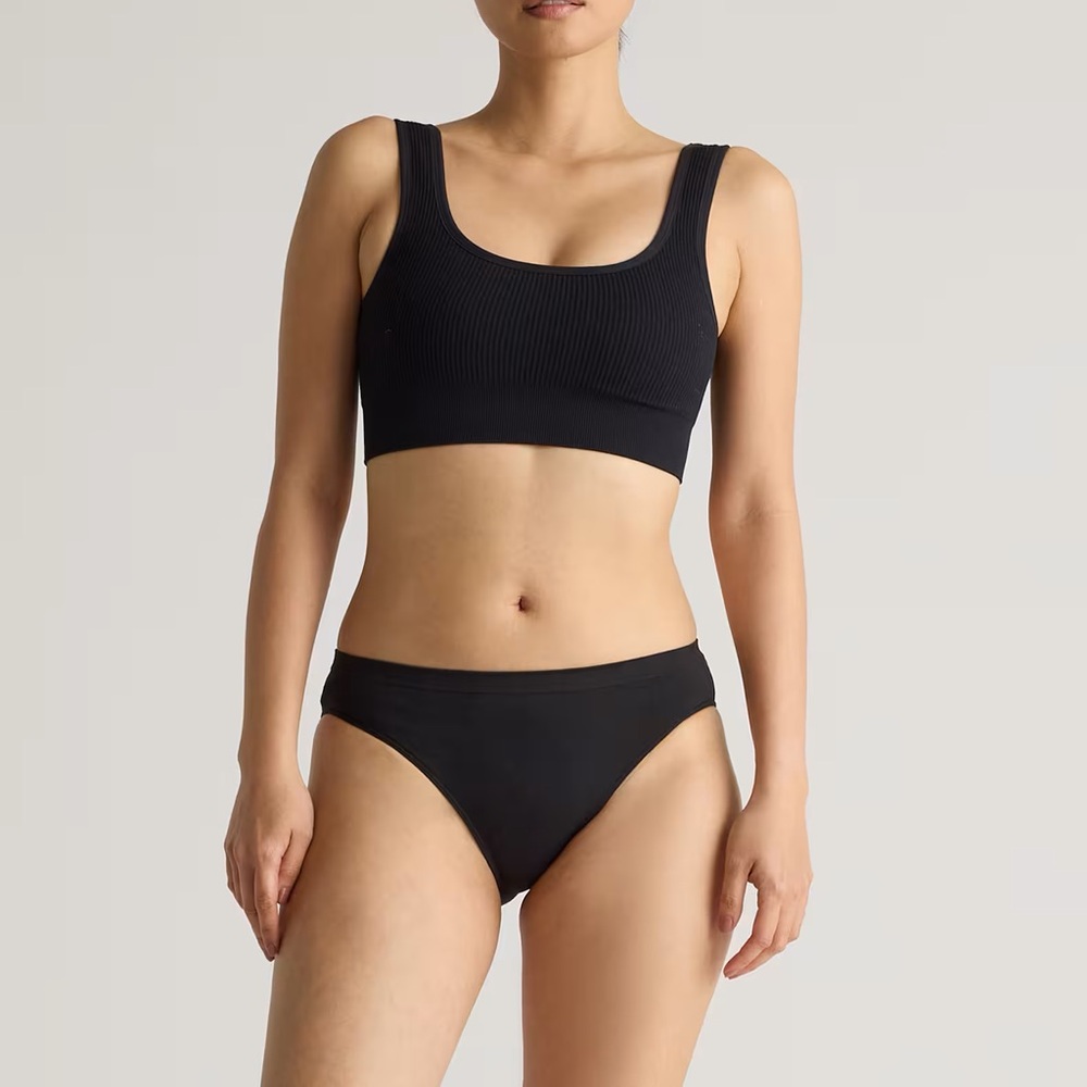 NWOT Quince Women's Black Comfort Rib Tank Bralette (2-pack) L Sold Out Online